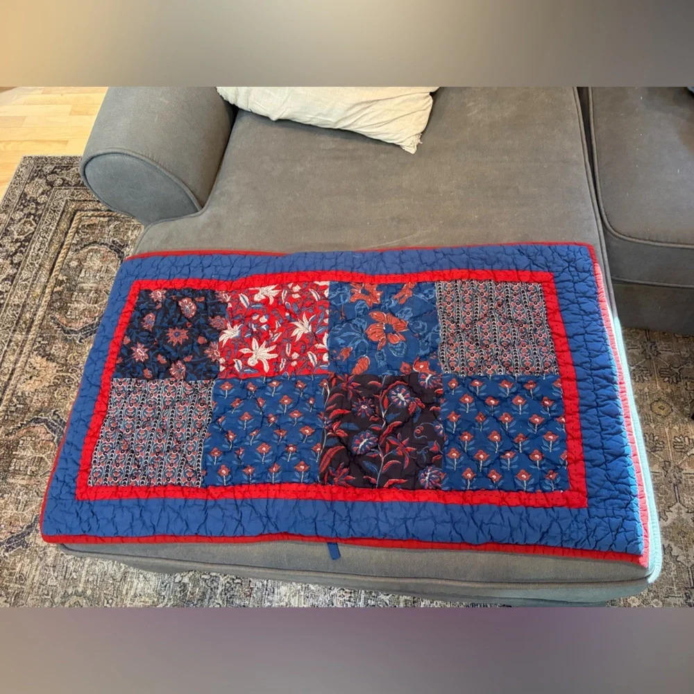 The Company Store Quilted Blue & Red Sham Covers Square & Rectangle